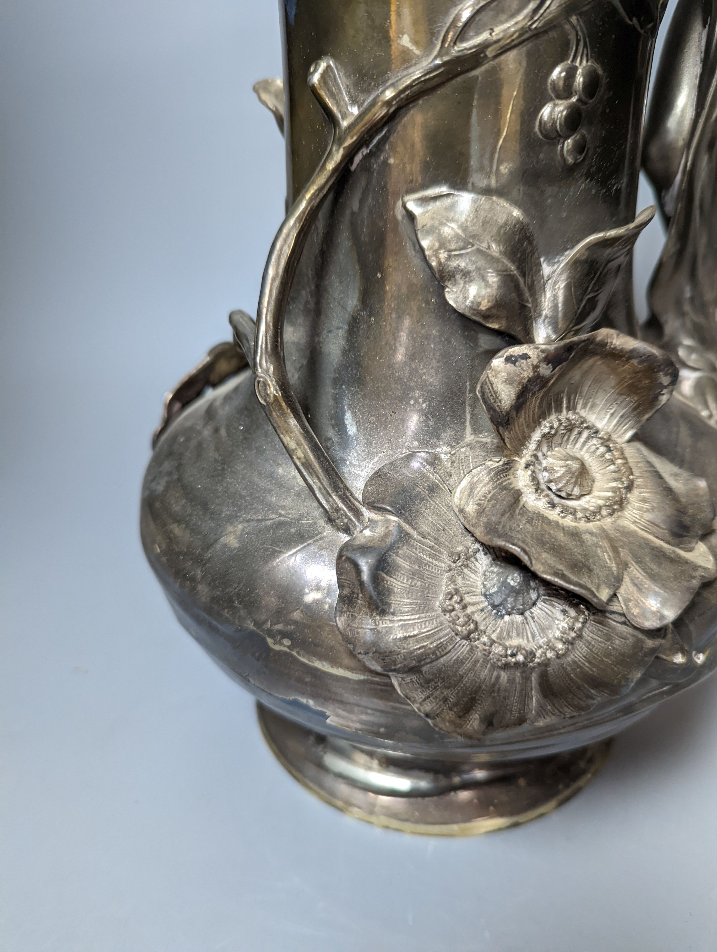 A WMF Jugendstil silver plated figural jug 36cm